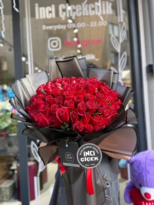 101 Adet Premium Kırmızı Gül Buketi